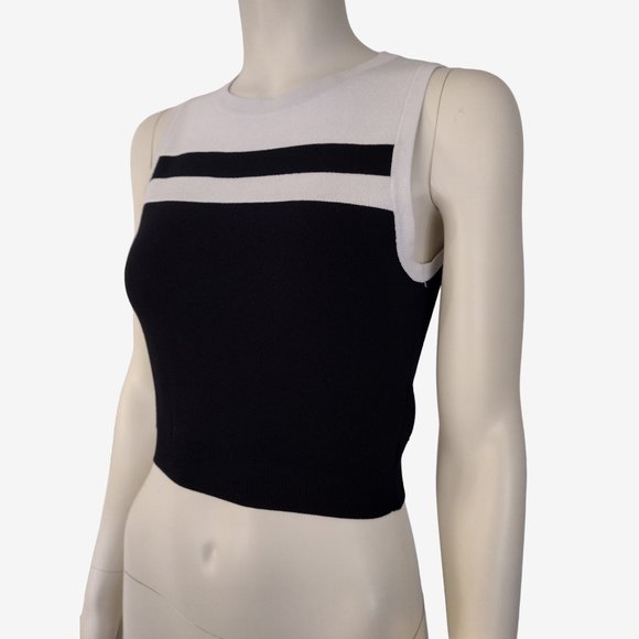 Forever 21 Black White Color Block Sleeveless Smooth Knit Cropped Top S - Picture 4 of 8